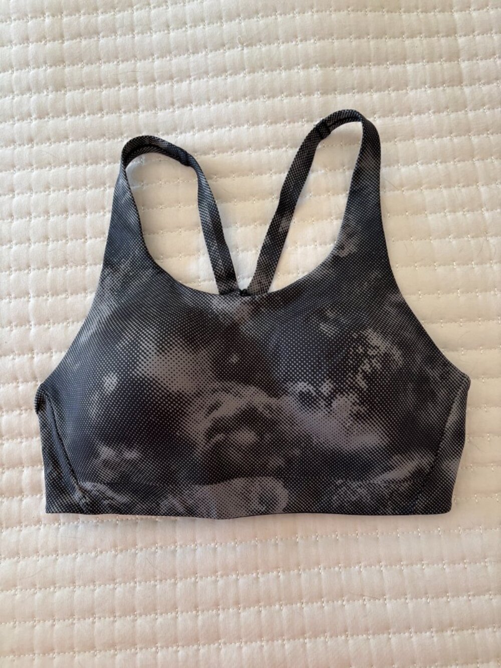 ATHLETA Printed Advance Bra Size 36CBlack Gray Adjustable Straps